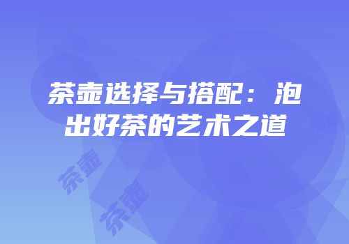 茶壶选择与搭配：泡出好茶的艺术之道