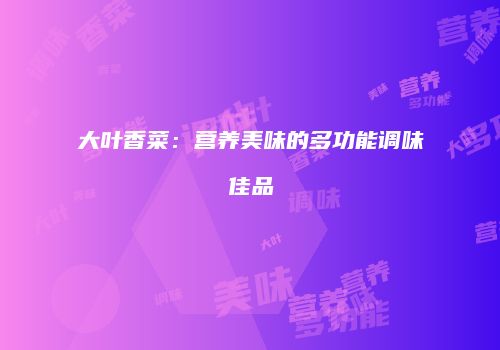 大叶香菜：营养美味的多功能调味佳品