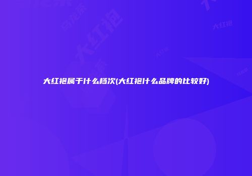 大红袍属于什么档次(大红袍什么品牌的比较好)