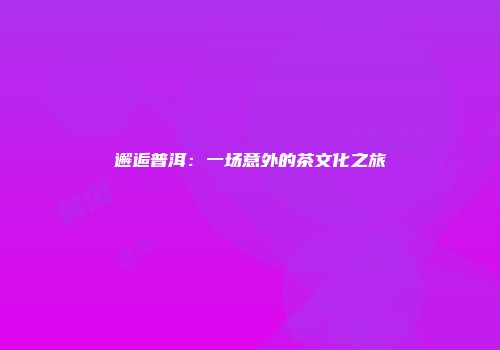 邂逅普洱：一场意外的茶文化之旅