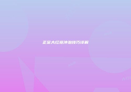 正宗大红袍冲泡技巧详解