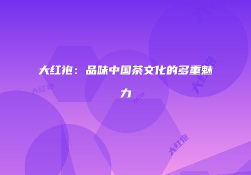 大红袍：品味中国茶文化的多重魅力