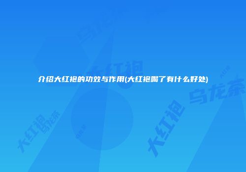 介绍大红袍的功效与作用(大红袍喝了有什么好处)