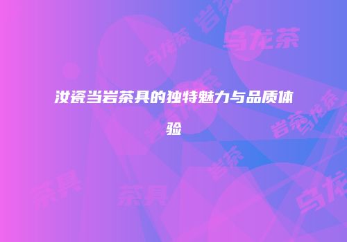 汝瓷当岩茶具的独特魅力与品质体验