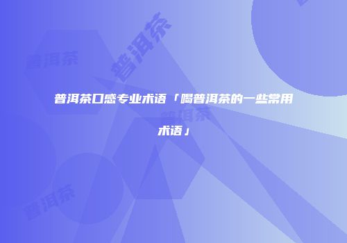普洱茶口感专业术语「喝普洱茶的一些常用术语」