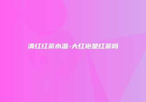 滇红红茶水温-大红袍是红茶吗