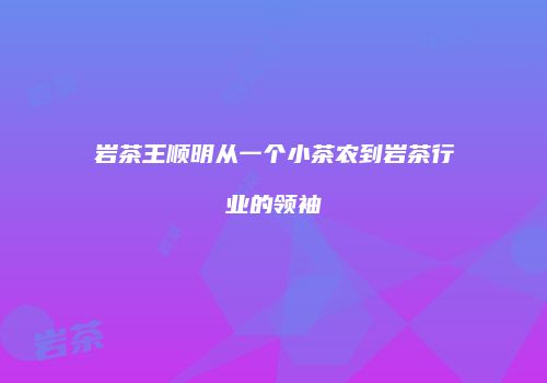 岩茶王顺明从一个小茶农到岩茶行业的领袖