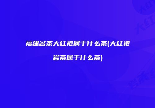 福建名茶大红袍属于什么茶(大红袍岩茶属于什么茶)