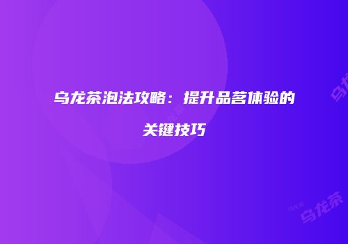 乌龙茶泡法攻略：提升品茗体验的关键技巧