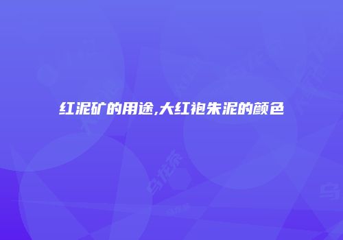 红泥矿的用途,大红袍朱泥的颜色