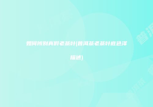 如何辨别真假老茶叶(普洱茶老茶叶底色泽描述)