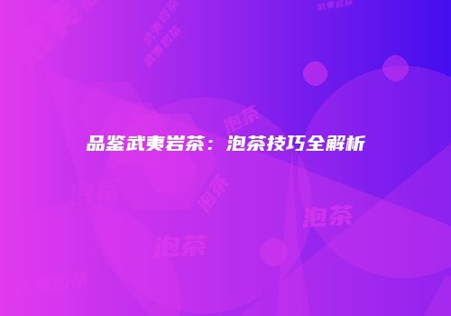 品鉴武夷岩茶：泡茶技巧全解析