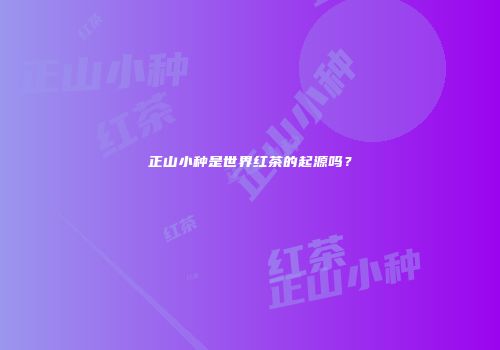 正山小种是世界红茶的起源吗？