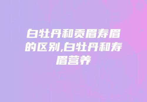 白牡丹和贡眉寿眉的区别,白牡丹和寿眉营养