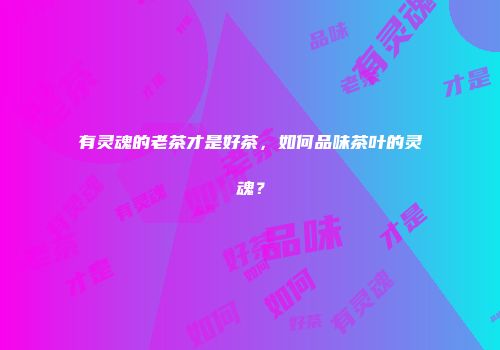 有灵魂的老茶才是好茶，如何品味茶叶的灵魂？