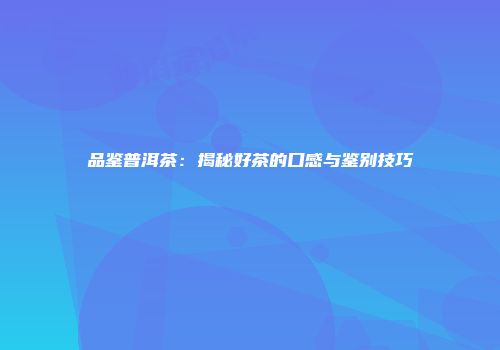 品鉴普洱茶：揭秘好茶的口感与鉴别技巧