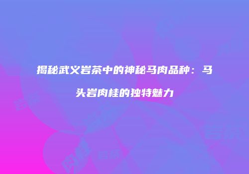 揭秘武义岩茶中的神秘马肉品种：马头岩肉桂的独特魅力