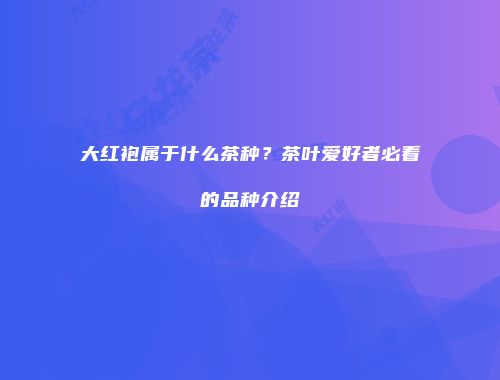 大红袍属于什么茶种？茶叶爱好者必看的品种介绍