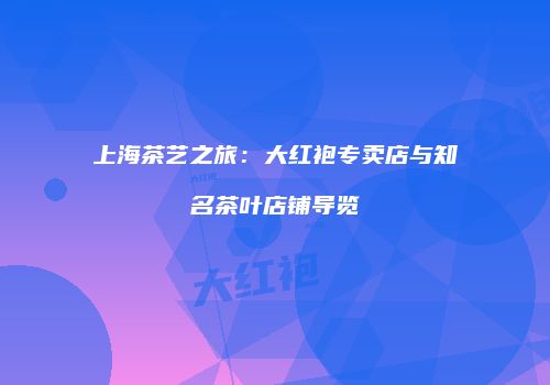 上海茶艺之旅：大红袍专卖店与知名茶叶店铺导览