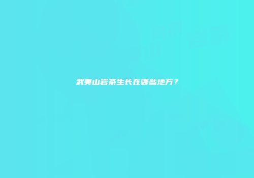 武夷山岩茶生长在哪些地方？