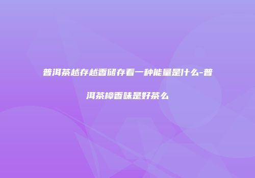 普洱茶越存越香储存着一种能量是什么-普洱茶樟香味是好茶么