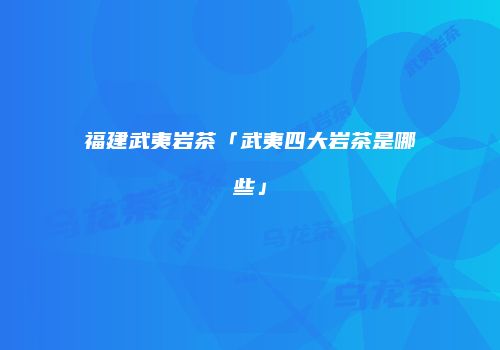 福建武夷岩茶「武夷四大岩茶是哪些」