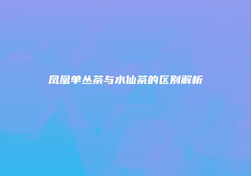 凤凰单丛茶与水仙茶的区别解析