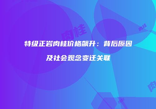 特级正岩肉桂价格飙升：背后原因及社会观念变迁关联