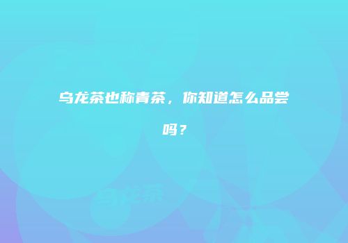 乌龙茶也称青茶，你知道怎么品尝吗？