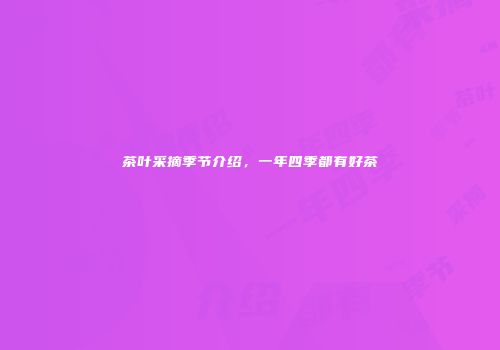 茶叶采摘季节介绍，一年四季都有好茶