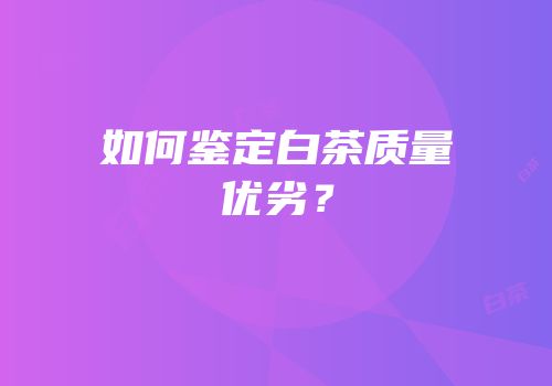 如何鉴定白茶质量优劣？