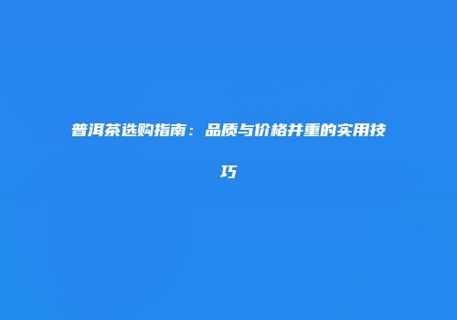 普洱茶选购指南：品质与价格并重的实用技巧