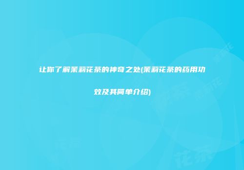让你了解茉莉花茶的神奇之处(茉莉花茶的药用功效及其简单介绍)