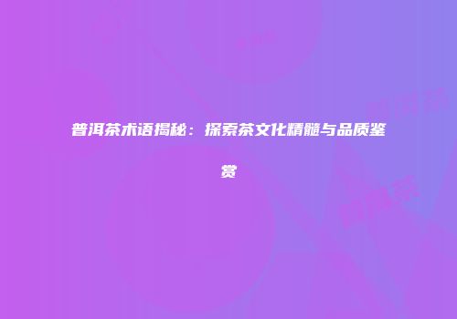 普洱茶术语揭秘：探索茶文化精髓与品质鉴赏