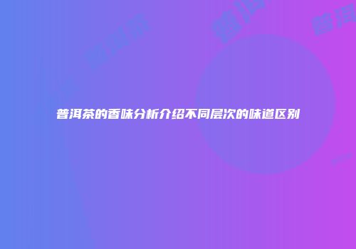 普洱茶的香味分析介绍不同层次的味道区别