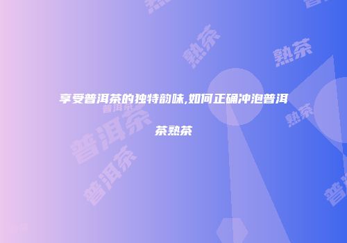 享受普洱茶的独特韵味,如何正确冲泡普洱茶熟茶