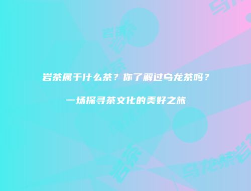 岩茶属于什么茶？你了解过乌龙茶吗？一场探寻茶文化的美好之旅
