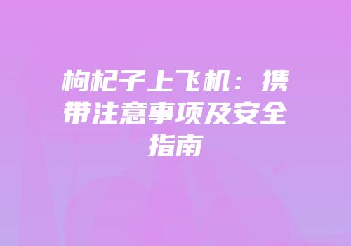 枸杞子上飞机：携带注意事项及安全指南