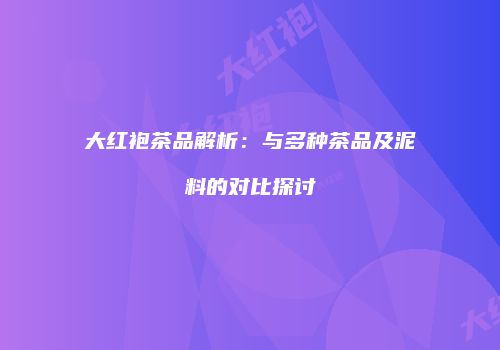 大红袍茶品解析：与多种茶品及泥料的对比探讨
