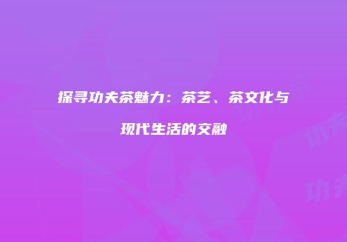 探寻功夫茶魅力：茶艺、茶文化与现代生活的交融