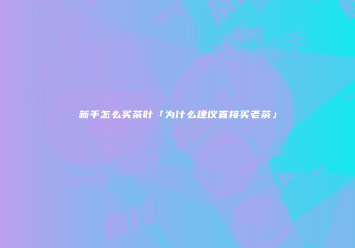新手怎么买茶叶「为什么建议直接买老茶」