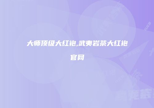 大师顶级大红袍,武夷岩茶大红袍官网