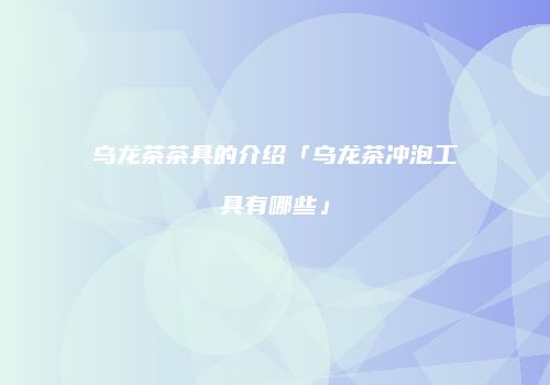 乌龙茶茶具的介绍「乌龙茶冲泡工具有哪些」