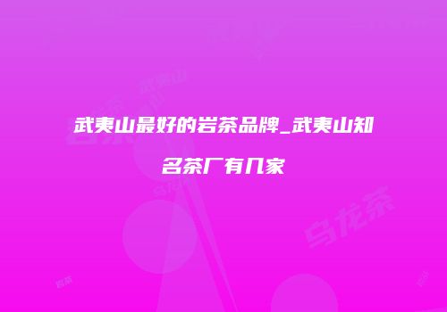 武夷山最好的岩茶品牌_武夷山知名茶厂有几家