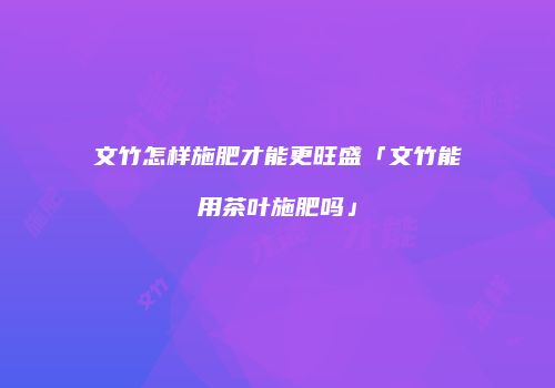 文竹怎样施肥才能更旺盛「文竹能用茶叶施肥吗」