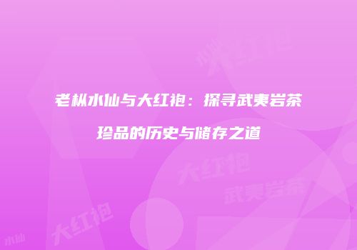 老枞水仙与大红袍：探寻武夷岩茶珍品的历史与储存之道