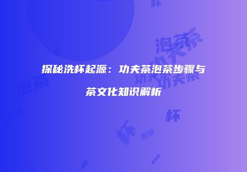 探秘洗杯起源：功夫茶泡茶步骤与茶文化知识解析