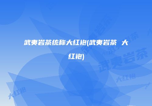 武夷岩茶统称大红袍(武夷岩茶 大红袍)