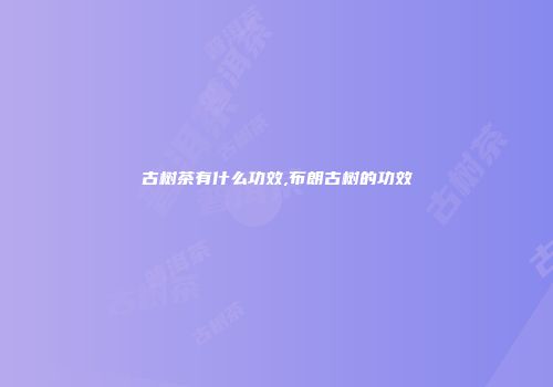 古树茶有什么功效,布朗古树的功效