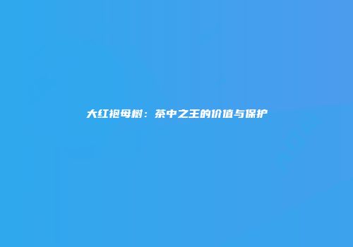 大红袍母树：茶中之王的价值与保护